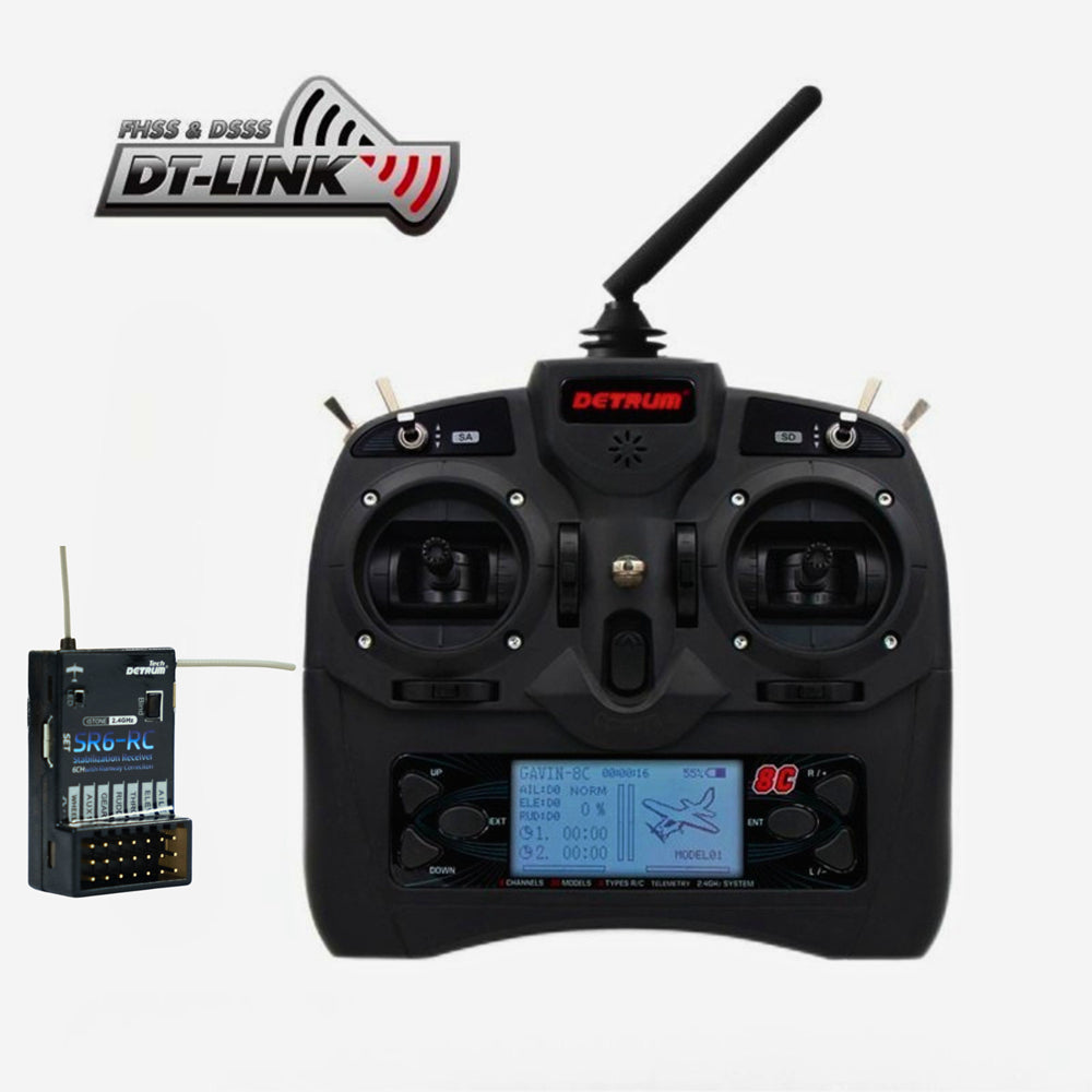 Detrum-GAVIN-8C-8CH-2.4Ghz-Transmitter-SR6-RC-iStone-6-Axis-Stabilization-Runway-Correction-Receiver_1