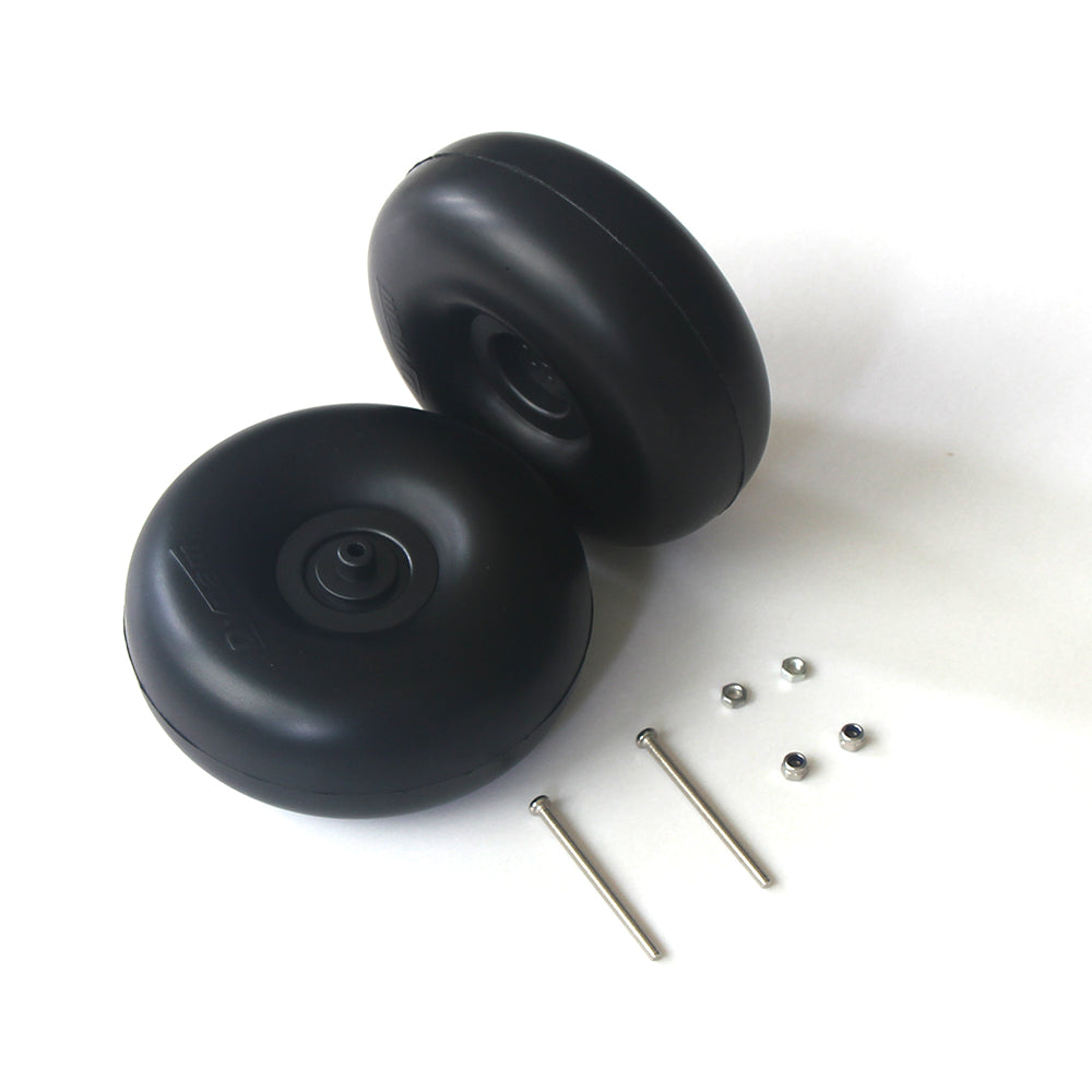 Dynam-4-inches-Smooth-Surface-Rubber-Foam-Wheel-Set-for-RC-Airplane-2pcs-3.6mm-Hole-axle