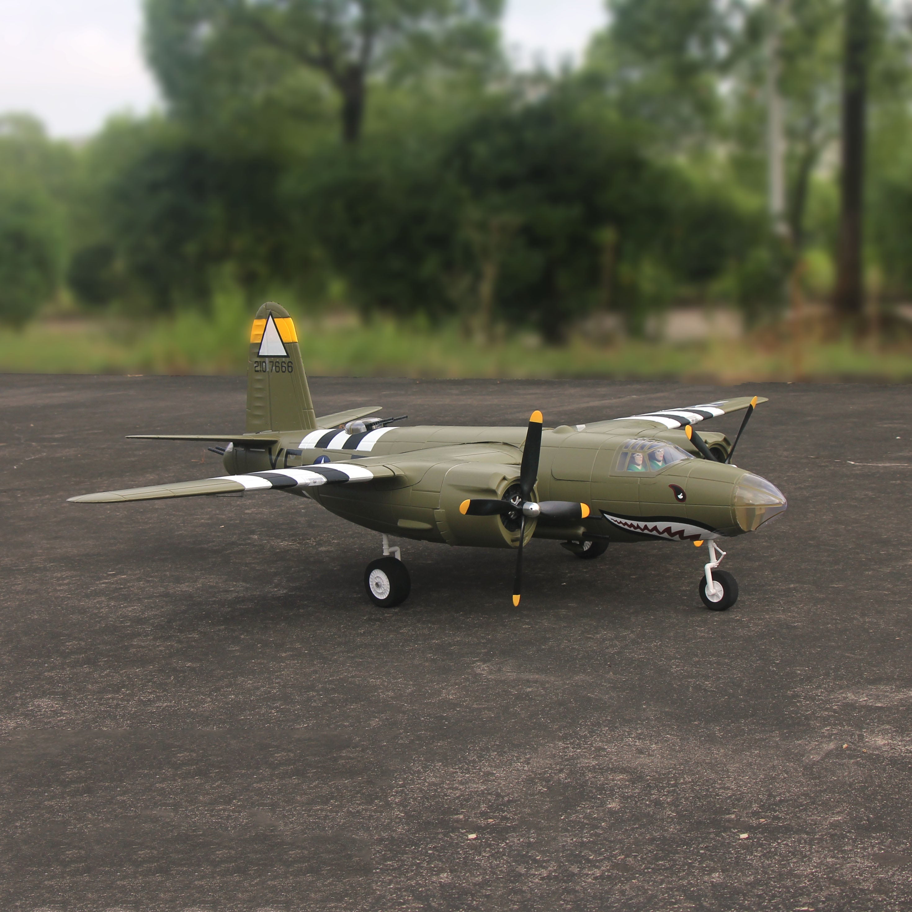 Dynam B 26 Marauder Green 4S RC Remote Controlled Twin Engine Warbird Aiplane 1500mm Wingspan Flaps PNP BNF SPNP RTF DY8972GN