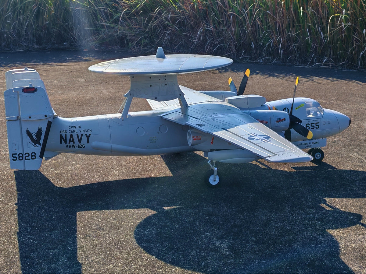 🌟🎉 Neuerscheinung! Jetzt vorbestellen: Dynam E-2C Hawkeye AEW 1500mm Zweimotoriges RC-Flugzeug mit 360° drehbarem Radar