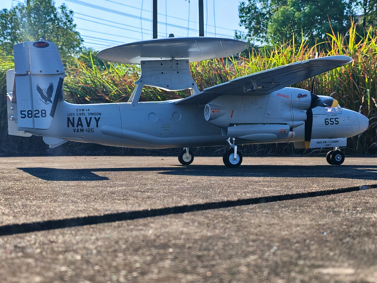 🌟🎉 Neuerscheinung! Jetzt vorbestellen: Dynam E-2C Hawkeye AEW 1500mm Zweimotoriges RC-Flugzeug mit 360° drehbarem Radar