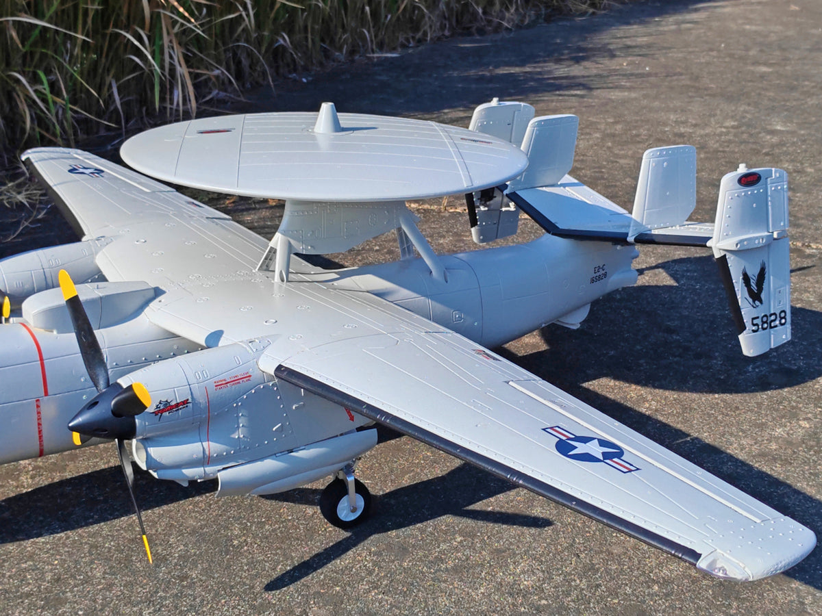 🌟🎉 Neuerscheinung! Jetzt vorbestellen: Dynam E-2C Hawkeye AEW 1500mm Zweimotoriges RC-Flugzeug mit 360° drehbarem Radar