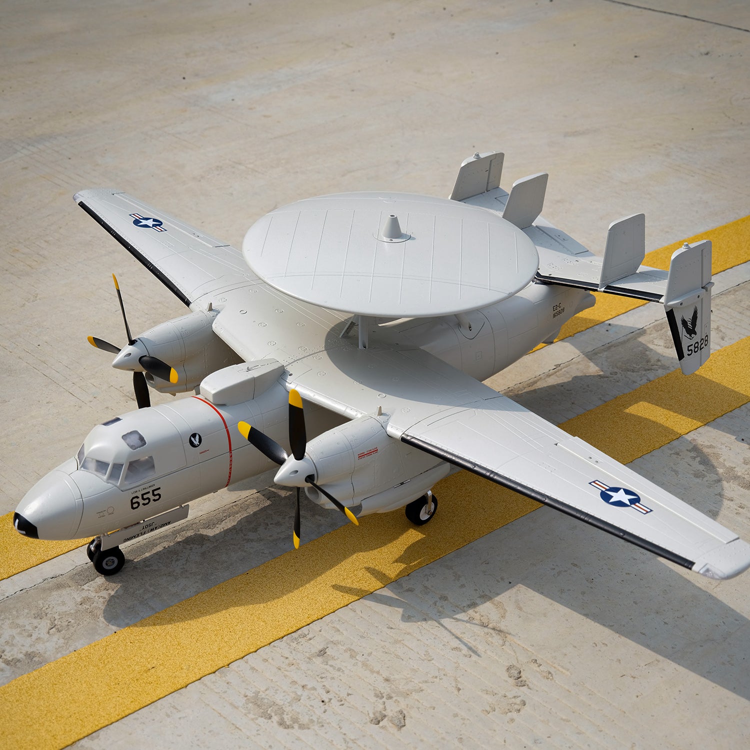 🌟🎉 New Release! Pre-Order Dynam E-2C Hawkeye AEW 1500mm Twin-Engine 360° Rotating Radar RC Scale Airplane