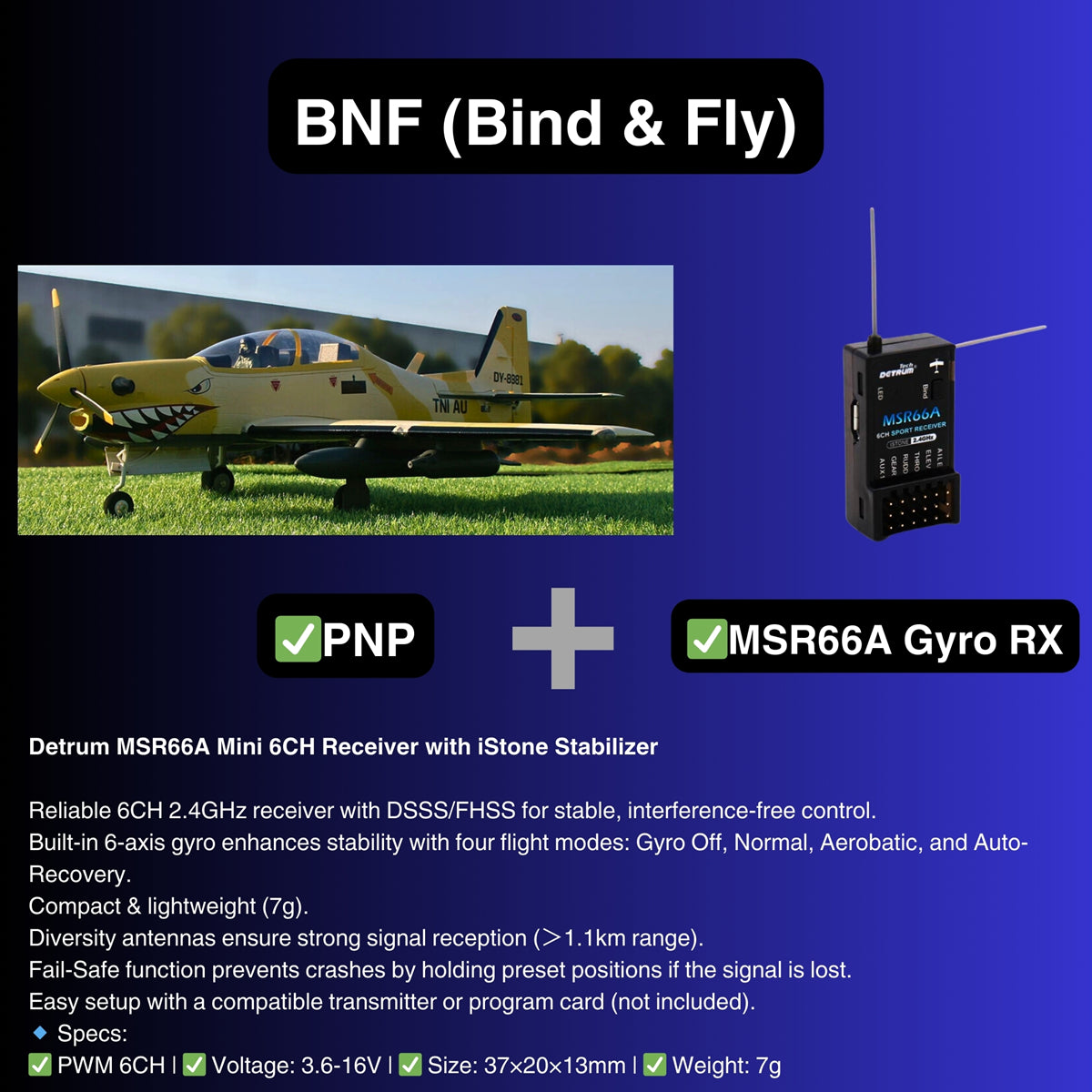 Dynam EMB 312 Tucano 4S RC Scale Plane 1.3m Flaps BNF