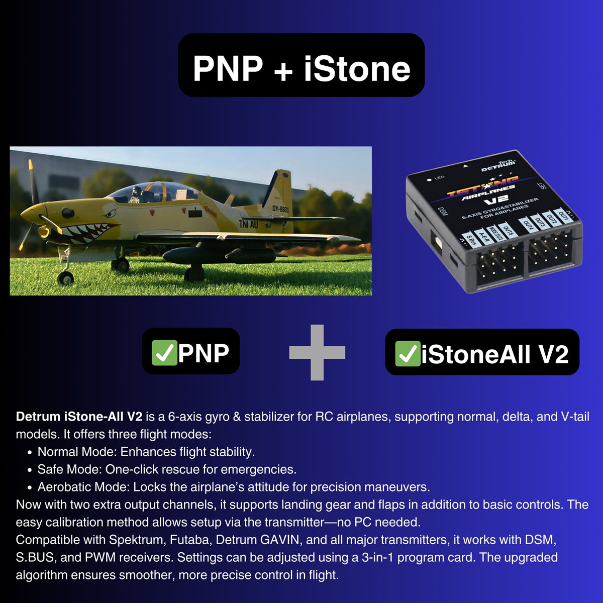 Dynam EMB 312 Tucano 4S RC Scale Plane 1.3m Flaps PNP iStone