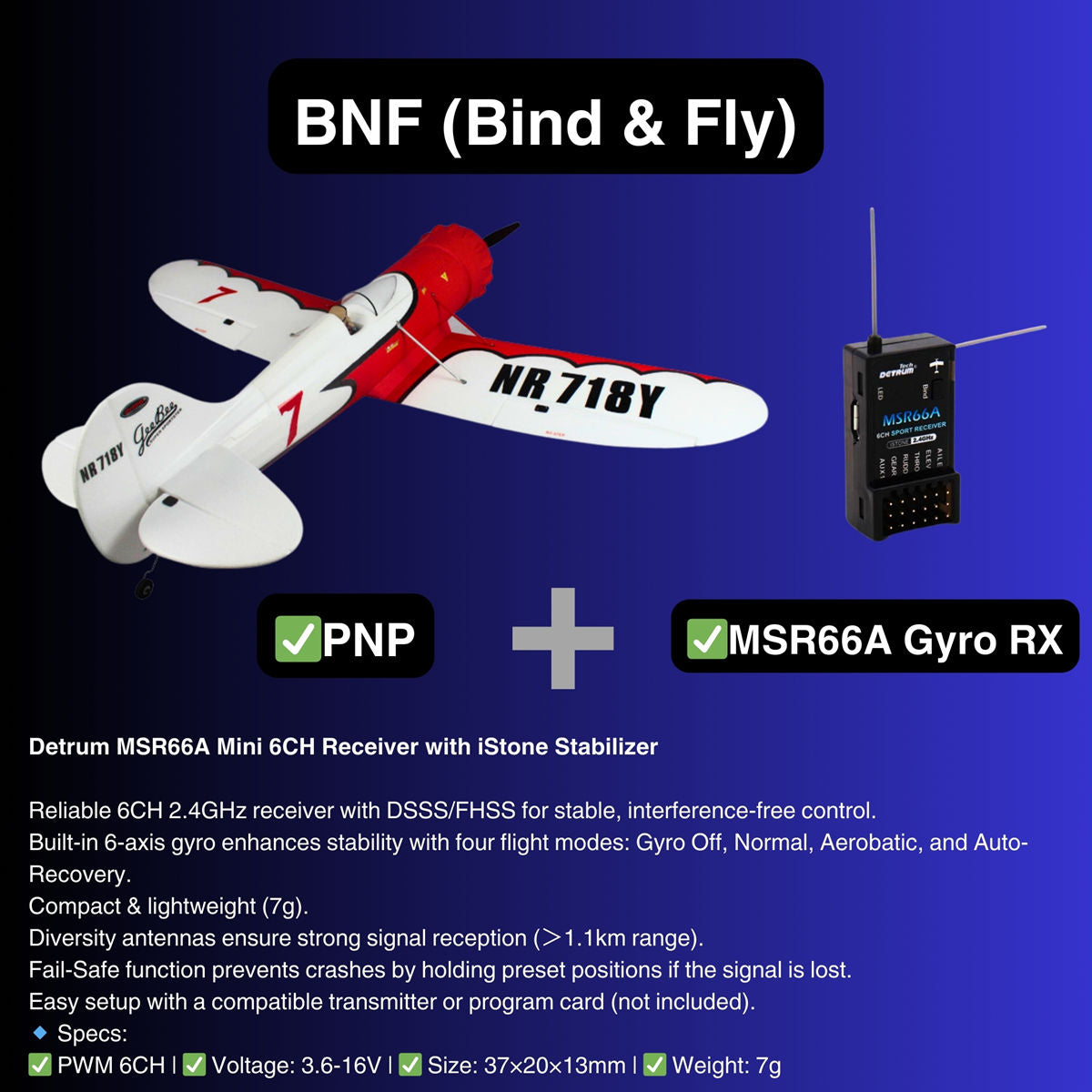 Dynam Gee Bee Y V2 Sport 3D Aerobatic 4S RC Plane 1300mm Wingspan BNF