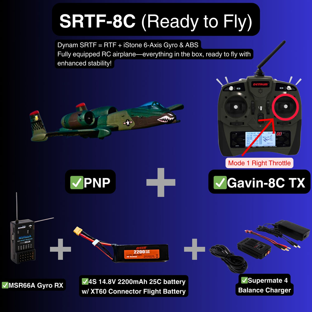 Dynam A 10 Thunderbolt II V2 Green 4S Twin 64mm EDF RC Jet SRTF 8C Mode 1