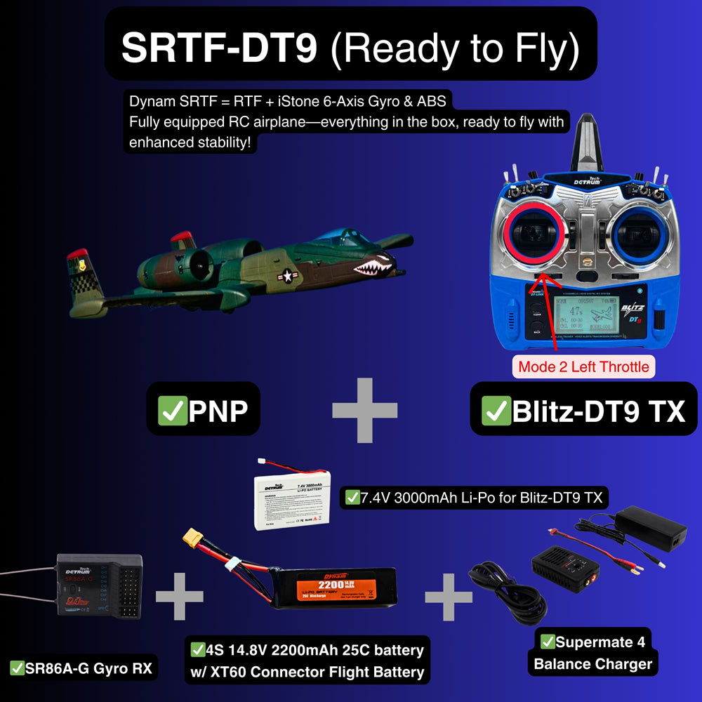 Dynam A 10 Thunderbolt II V2 Green 4S Twin 64mm EDF RC Jet SRTF DT9 Mode 2