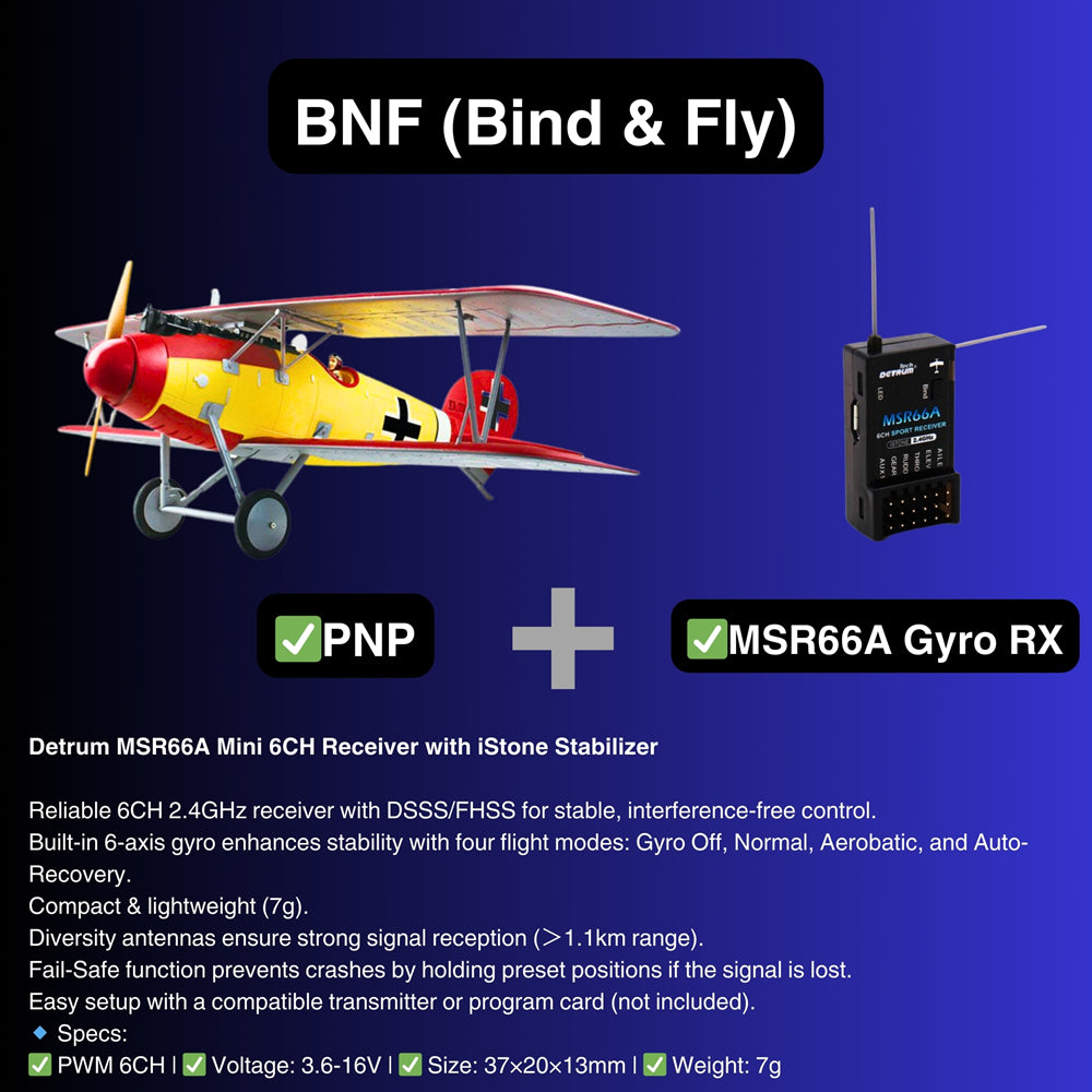 Dynam Albatros D.Va V2 4S RC Warbird Biplane 1300mm 51 Wingspan BNF