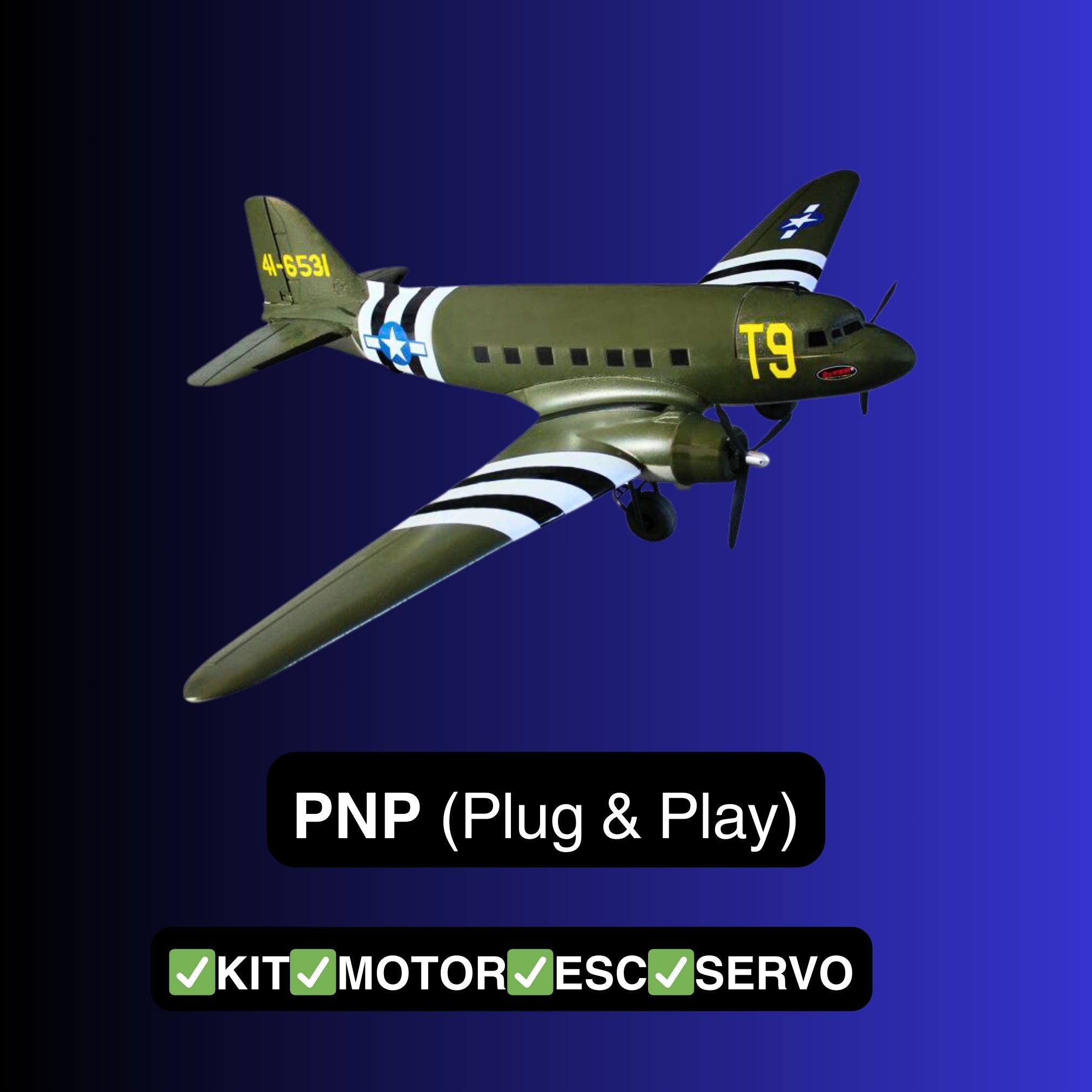 Dynam C 47 Skytrain V2 Green RC Warbird Plane PNP