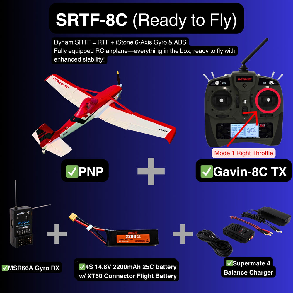 Dynam Cessna 188 Crop Duster V2 Red 4S RC Scale Plane SRTF 8C Mode 1