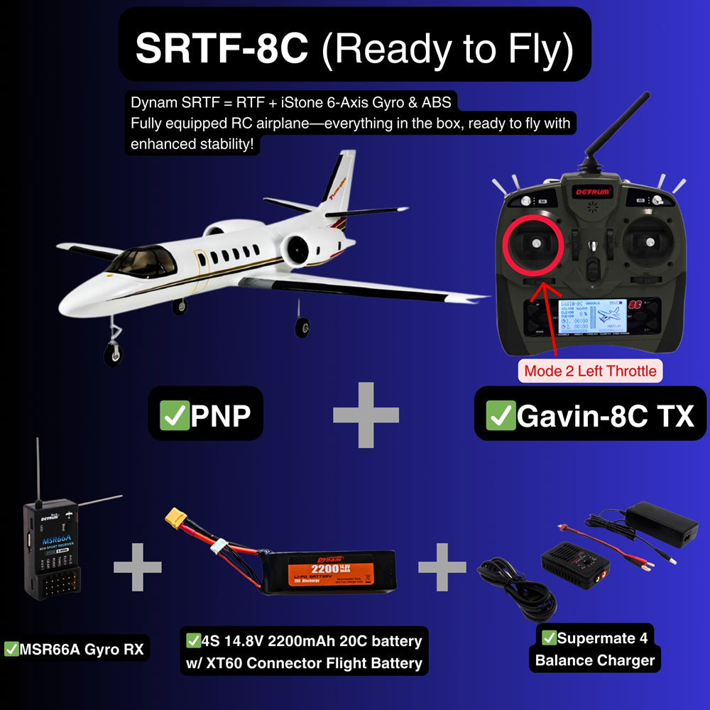 Dynam Cessna 550 Turbo Jet V2 White SRTF 8C Mode 2