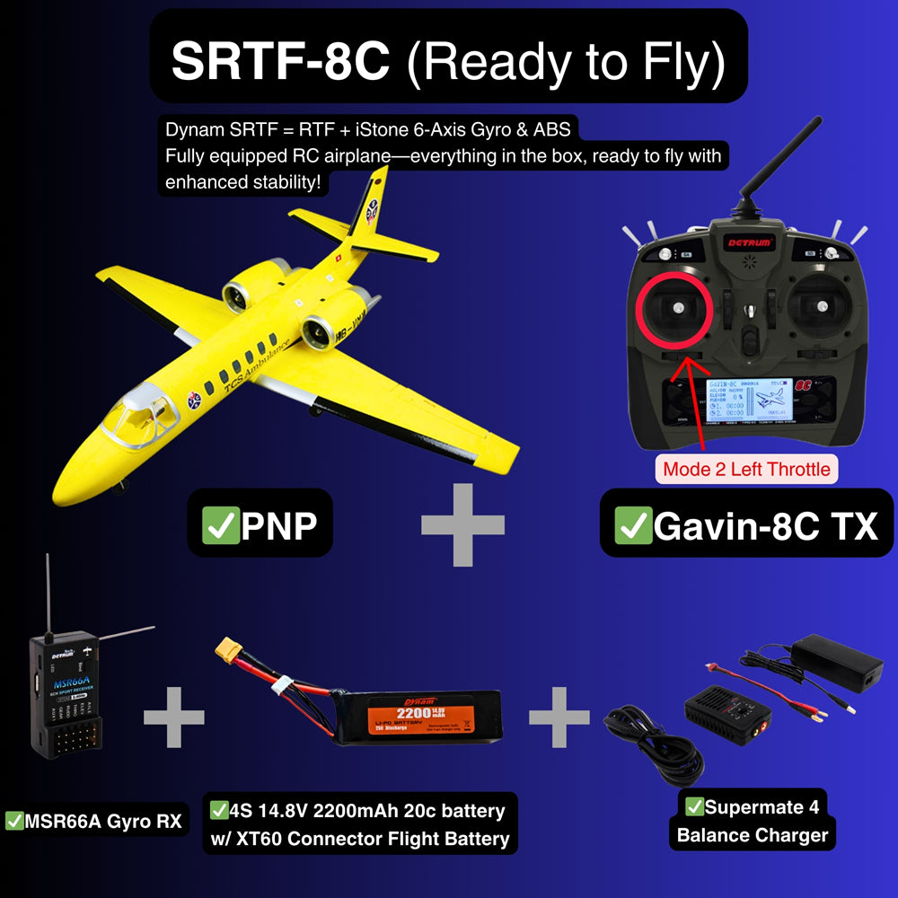 Dynam Cessna 550 Turbo Jet V2 Yellow 4S Twin 64mm EDF RC Jet SRTF 8C Mode 2