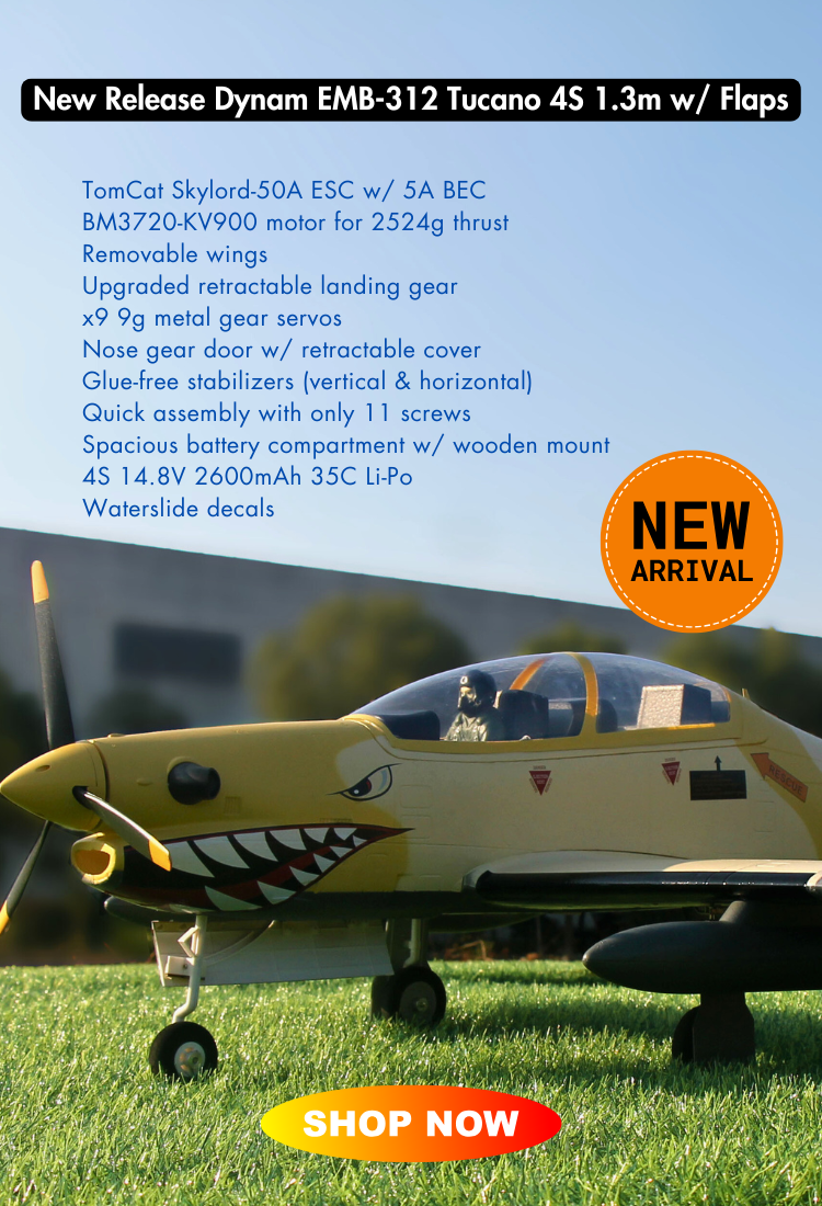 Dynam EMB 312 Tucano 4S RC Scale Plane 1.3m Flaps Europe New Arrival Banner M