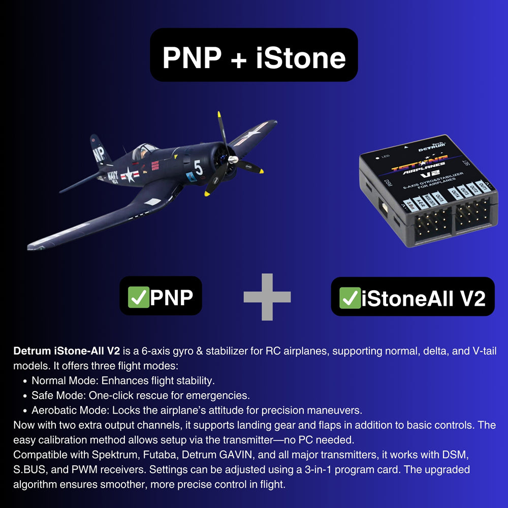 Dynam F4U Corsair V2 4S RC Warbird Plane 1300mm w Flaps PNP iStone