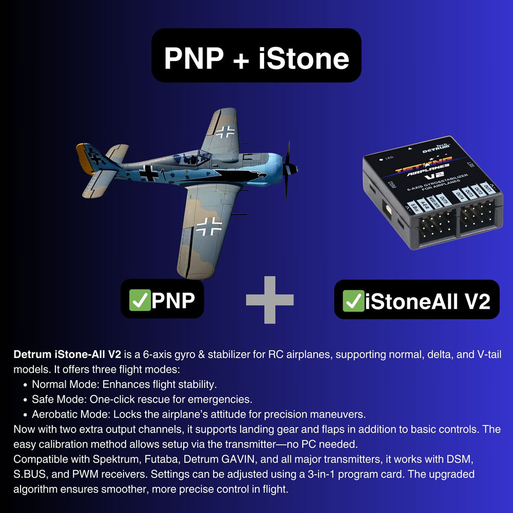 Dynam Focke Wulf FW-190 V3 4S RC Warbird Plane 1300mm w Flaps PNP iStone