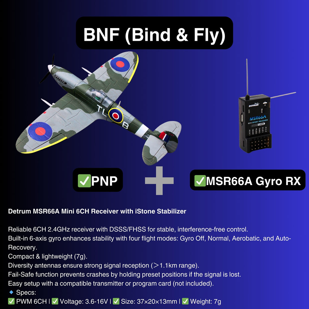Dynam Mini Spitfire V2 RC Warbird Plane BNF