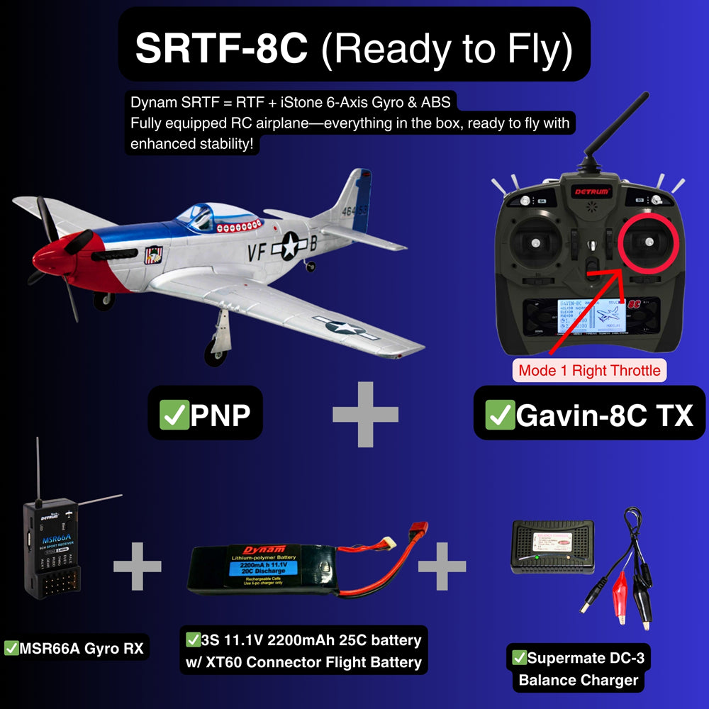 Dynam P 51 Mustang V2 Fred Glover RC Warbird Plane SRTF 8C Mode 1