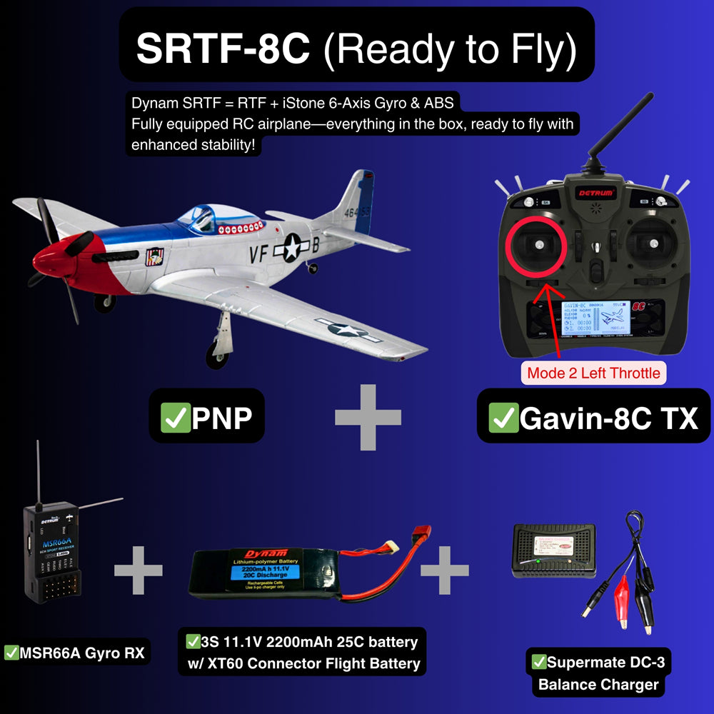 Dynam P 51 Mustang V2 Fred Glover RC Warbird Plane SRTF 8C Mode 2