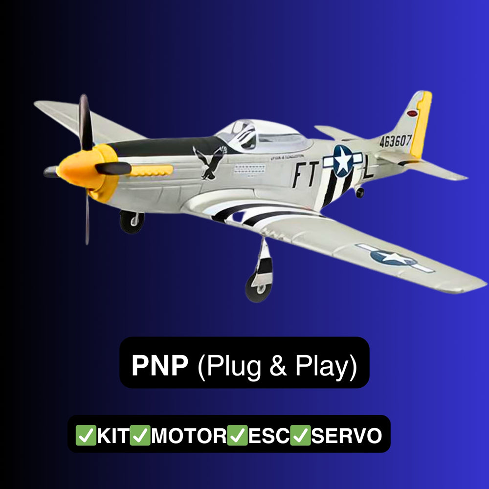 Dynam P 51 Mustang V2 Silver RC Warbird Plane PNP