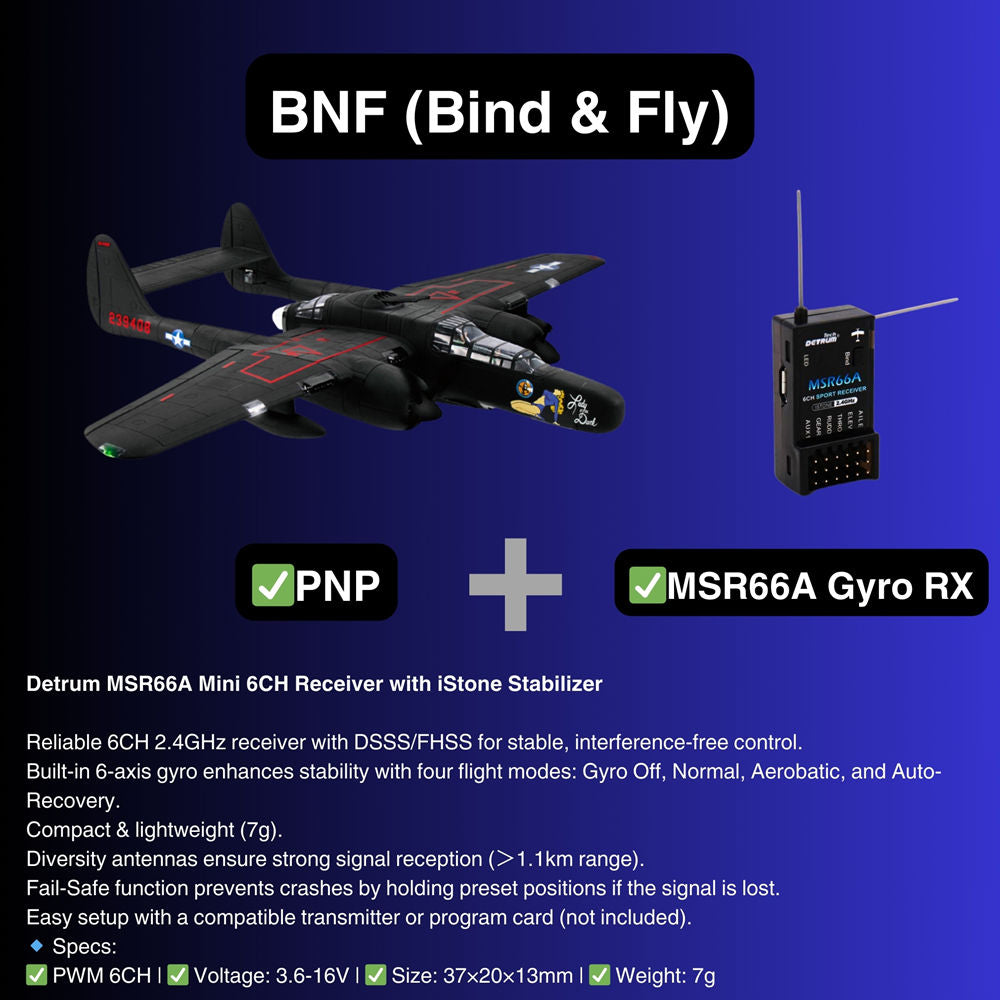 Dynam P 61 Black Widow 4S Twin Engine RC Warbird Plane 1500mm w Flaps BNF