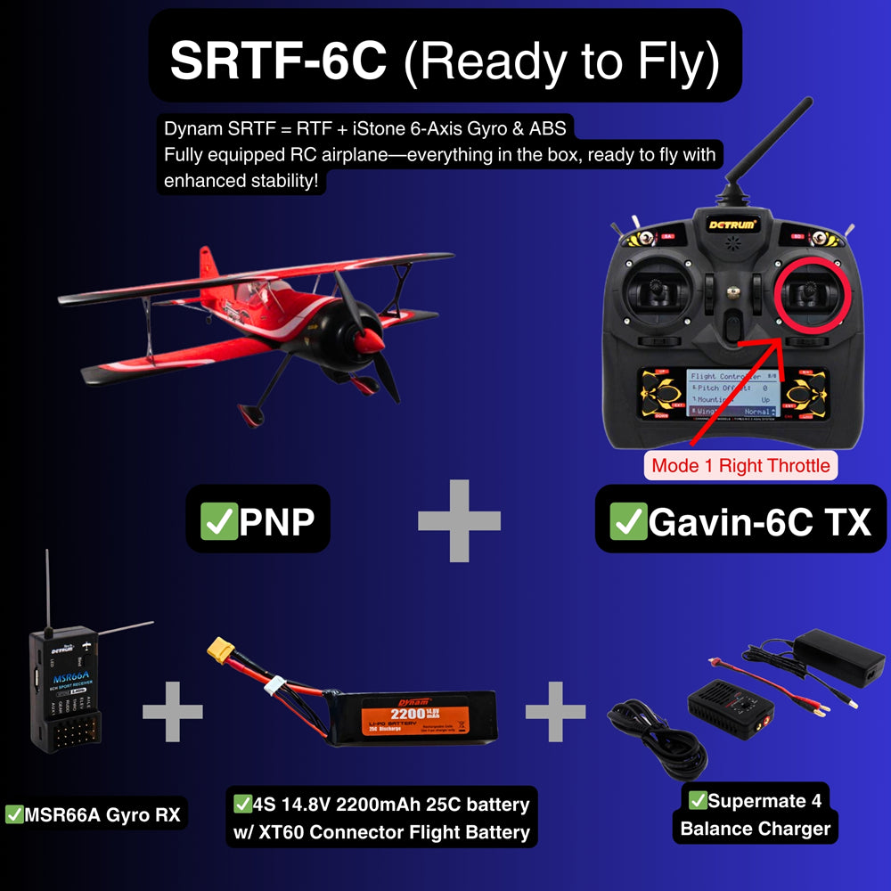 Dynam Pitts Python Model 12 Red 4S RC 3D Aerobatic Sport Biplane SRTF 6C Mode 1