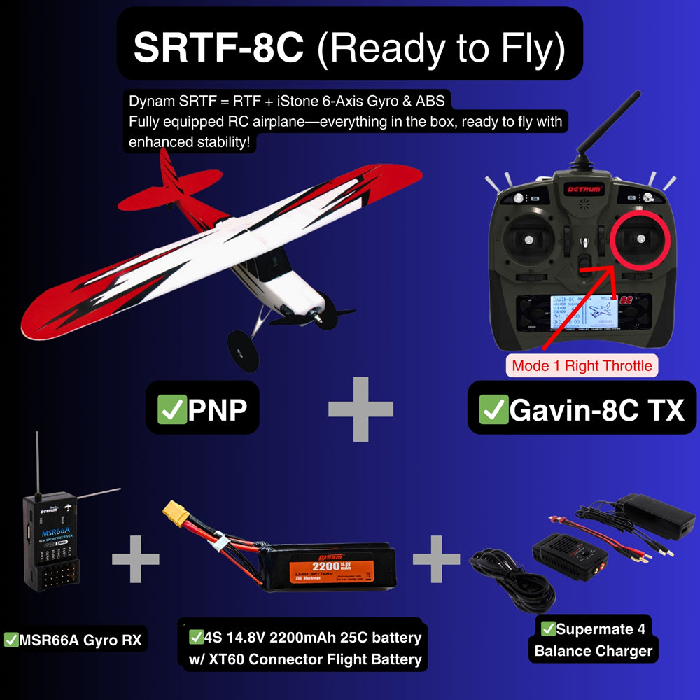 Dynam Primo RC Beginner Trainer Red STOL Bigfoot SRTF 8C Mode 1