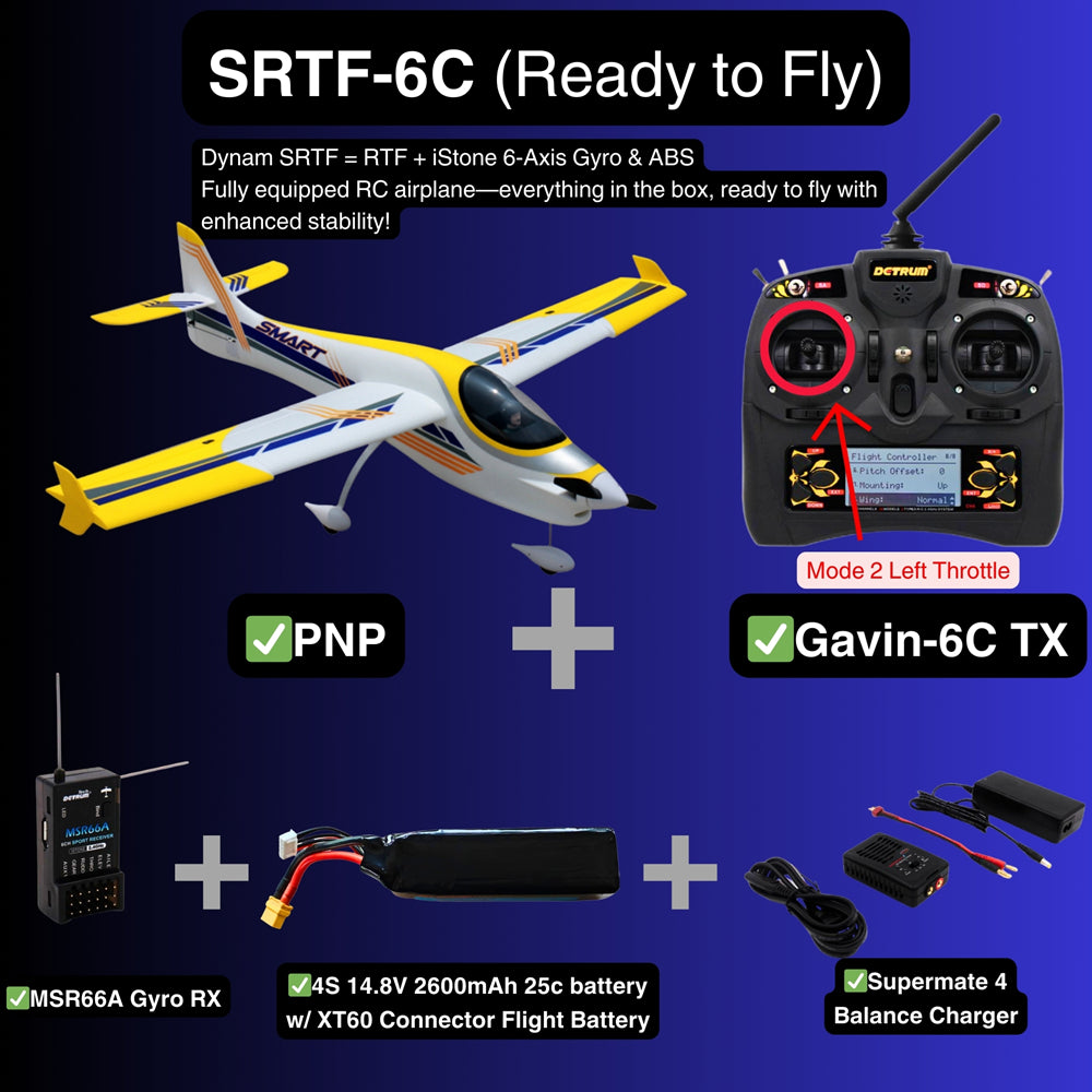 Dynam Smart 3D Sport Trainer V2 4S RC Aerobatic Plane SRTF 6C Mode 2