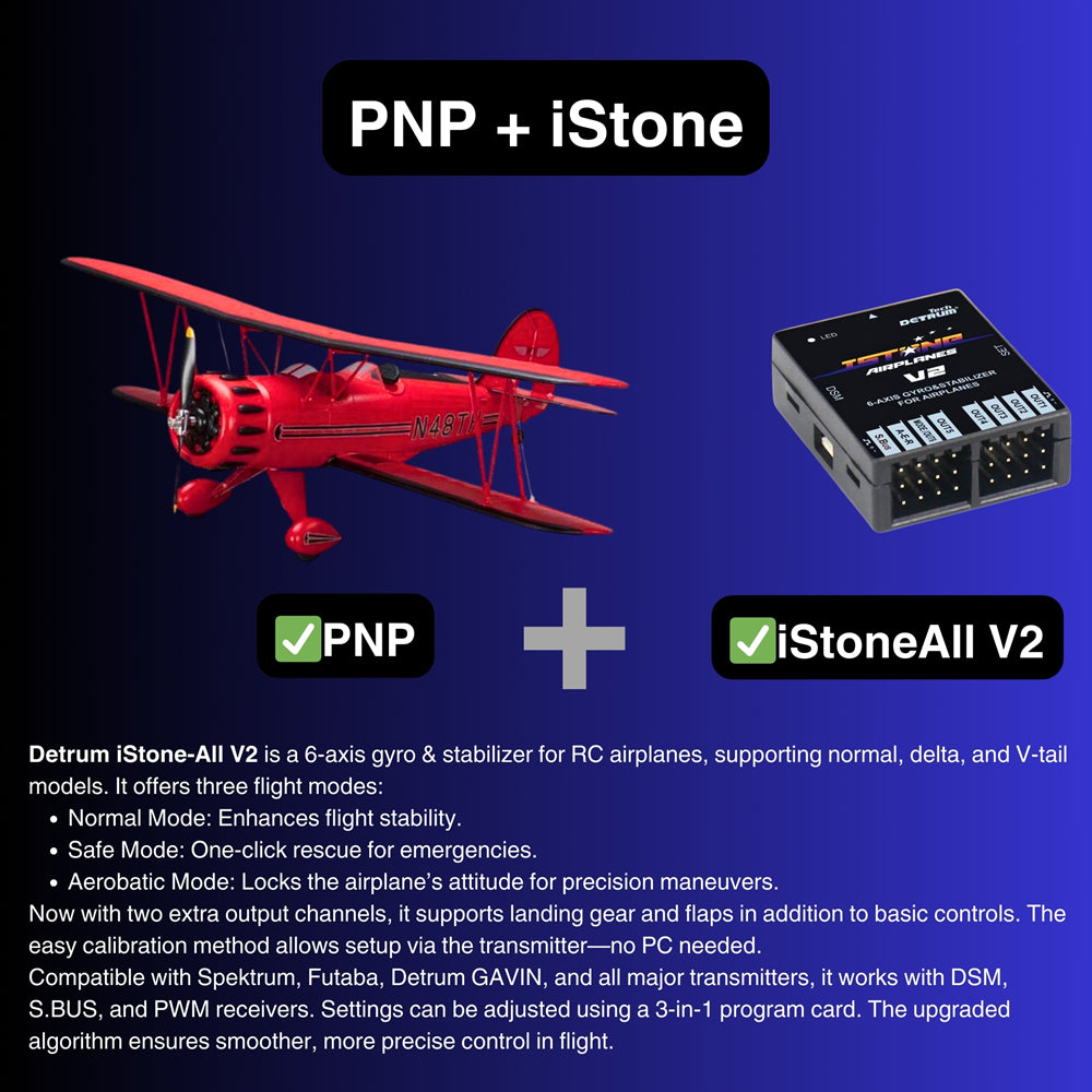 Dynam Waco YMF 5D V2 Red 4S RC Biplane 1.3m Wingspan PNP iStone