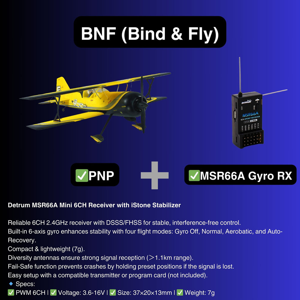 Dynam Pitts Python Model 12 Yellow 4S RC Aerobatic 3D Sport Biplane BNF