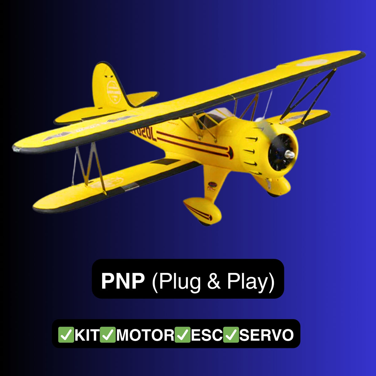 Waco YMF 5D V2 Yellow 4S RC Biplane 1300mm 51 Wingspan PNP