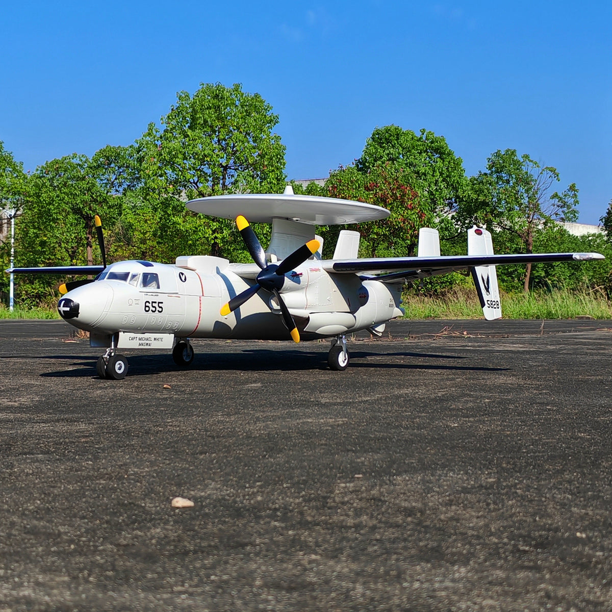 🌟🎉 Neuerscheinung! Jetzt vorbestellen: Dynam E-2C Hawkeye AEW 1500mm Zweimotoriges RC-Flugzeug mit 360° drehbarem Radar