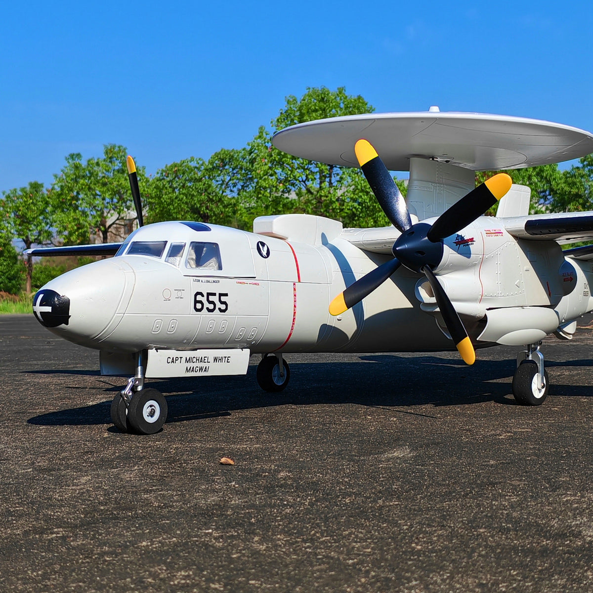 🌟🎉 Neuerscheinung! Jetzt vorbestellen: Dynam E-2C Hawkeye AEW 1500mm Zweimotoriges RC-Flugzeug mit 360° drehbarem Radar