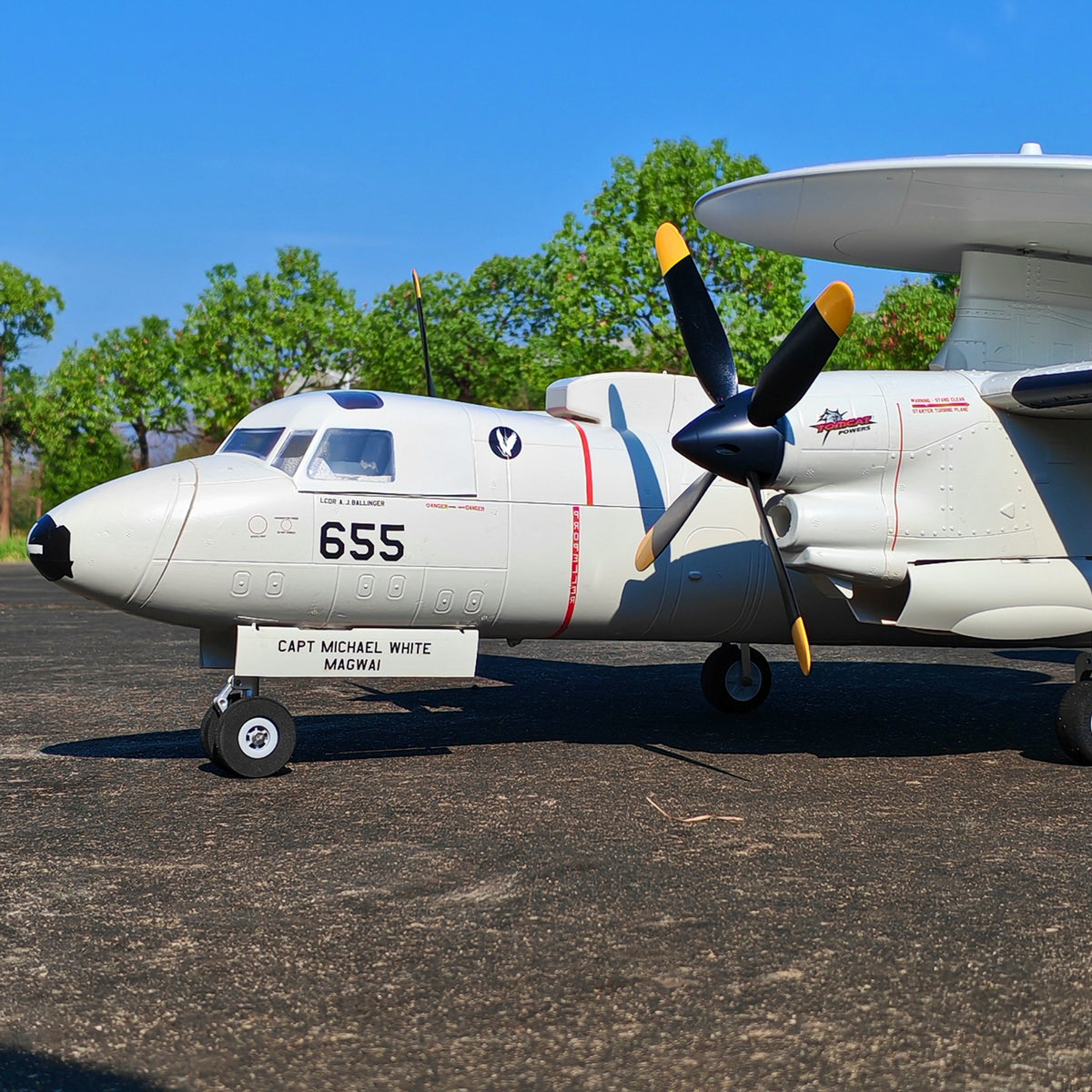 🌟🎉 Neuerscheinung! Jetzt vorbestellen: Dynam E-2C Hawkeye AEW 1500mm Zweimotoriges RC-Flugzeug mit 360° drehbarem Radar